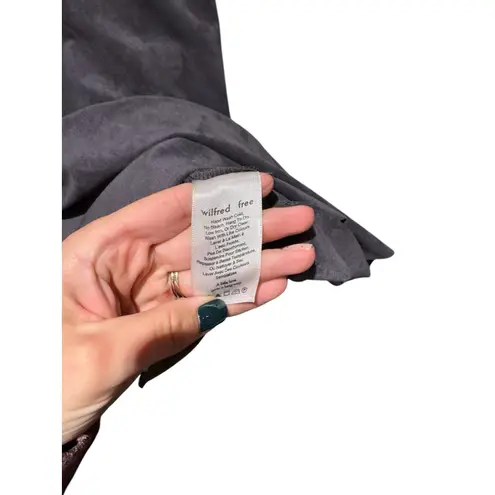 Wilfred Aritzia VIVIENNE DRESS Faux Suede Deep V- Neck Mini Gray Dress Y2K 90s M