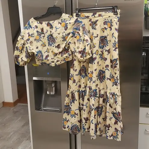 ALC Frank 💕A.L.C.💕 Rylan Printed Puff Sleeve Top & Lucie Floral Maxi Skirt ~ Apricot 2