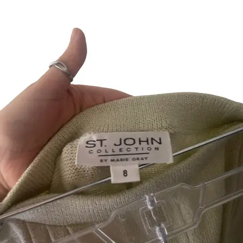 St. John Collection By Marie Gray Size 8 Santana Knit Wide Leg Light Green Pants