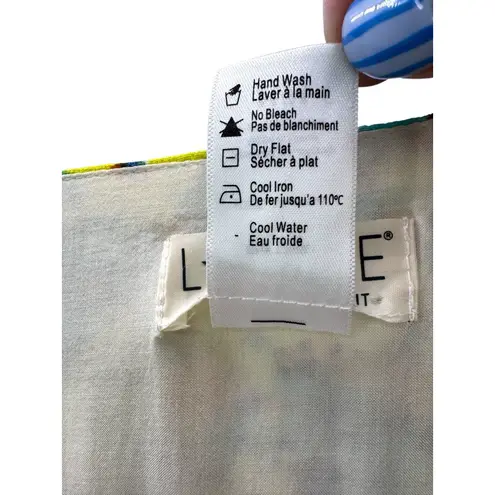 l*space L* Talia Wrap Dress Size M Yellow Blue Floral Puff‎ Sleeve Midi Vacation