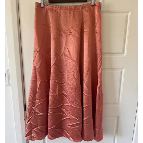90s Vintage MCX sz L Womens Pink Satin ALine Pull On Maxi Skirt y2k Feminine USA Size L