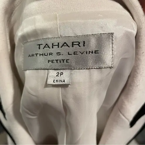 Tahari Cute white black trim reverse tuxedo chunky button blazer pockets rose