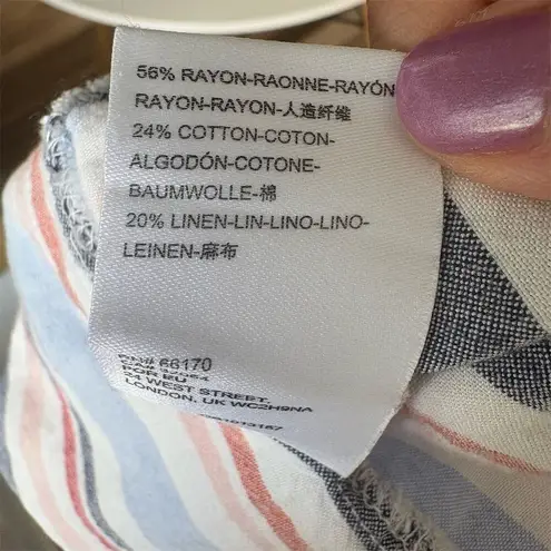 Maeve Anthropologie XL Multicolor Striped Linen Blend ButtonUp Shirt Long Sleeve