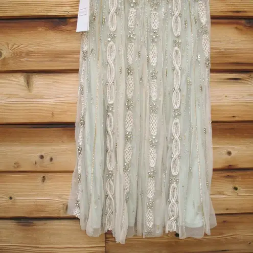 Mac Duggal 10078 Green Embellished Mesh Sleeveless Scoop Neck Midi Dress