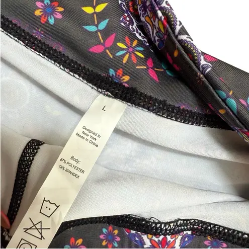 Epic MMA Size L Pocket Biker Shorts Multicolor Sugar Skull Print Cross Fit NWT Black Size L