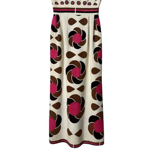 Vintage 70s Ruth Norman Gay Gibson Mod Floral Maxi Dress Sleeveless Open Back, S Pink