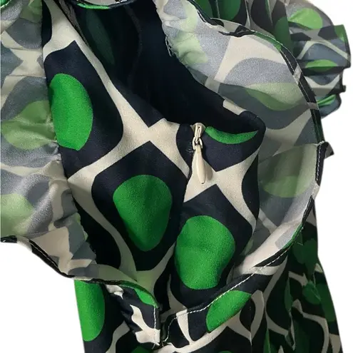 Jade Green and Black Patterned Midi Dress Size M