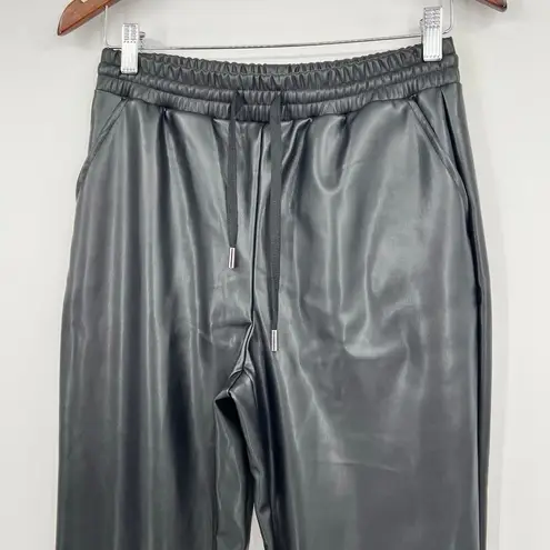 Badgley Mischka Studio Faux Leather Joggers With Side Pockets Size Small