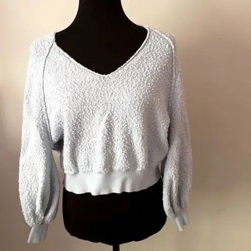 Free People  boucle found my friend sweatshirt top shirt nubby cotton cropped Os