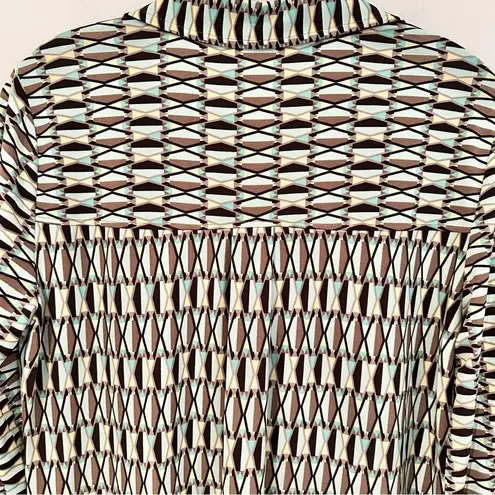 Ellen Tracy Soft Focus Shirt Dress Women's Small Aloe Multi Career Geometric NWT