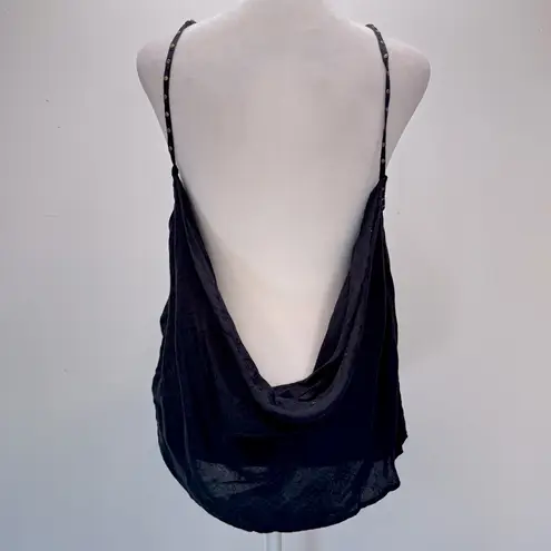 Black Textured Floral Studded Backless Tank Top Pins and Needles Club Whimsigoth Size M