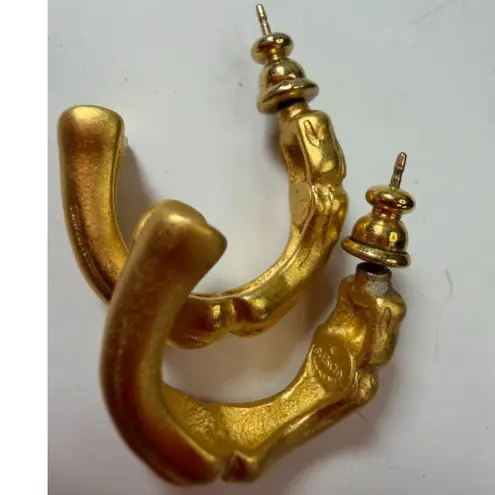 Givenchy Authentic Bamboo Gold Tone Hoop Earrings Vintage