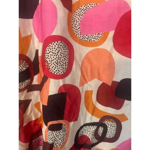 Karla Cola Pink Red Multi Abstract Spot of Fun Pinks Cotton Silk Blend Scarf
