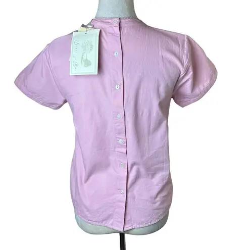 Somerset Bay Pink Embroidered Floral Blouse S | Lace Trim Girly Cottagecore Top