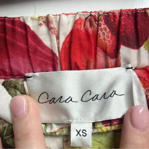 Cara Cara Women's 100% Cotton Tropical Fruit Ivory Melaine Midi Skirt Size XS Red