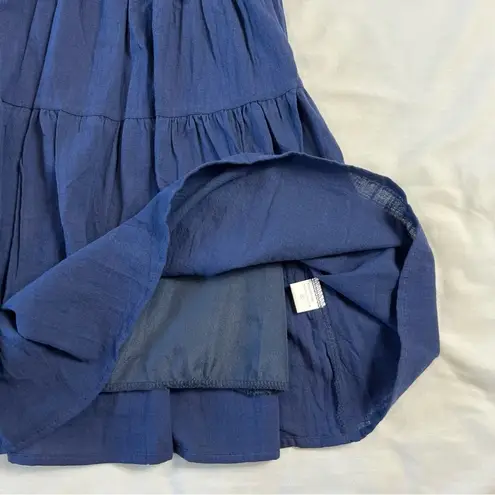 Fancyinn NWT Women's Small Navy Blue Long-Sleeve Tiered Dress Knee Length V-Neck Cowgirl