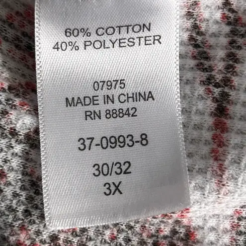 Roamans Womens Blouse Size 3x Butterfly Wing Print Waffle Knit Boho Warm Cozy Brown