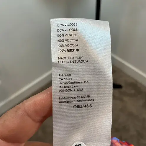 By Anthropologie Dress Medium Floral Print Ruffle V Neck Short Sleeve Tiered Red