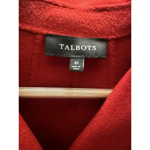 Talbots  Blazer Peacoat Style Red Wool Blend  Jacket Size 10 Career Holiday