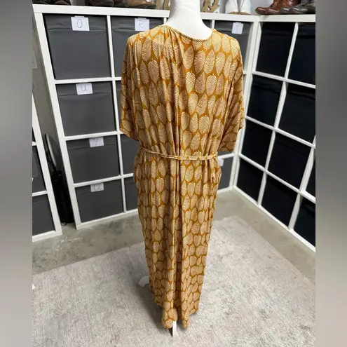 Cupshe Yellow Leaf Pattern Tie Waist Kimono Duster Length Light Cardigan OSFM