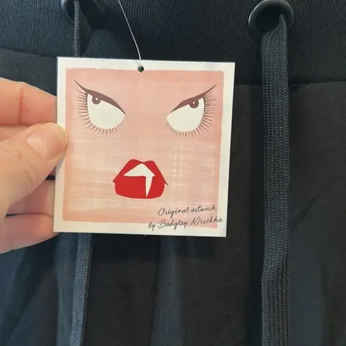 Badgley Mischka Black French Terry Jogger Pants Embroidered Patch Size XL NWT