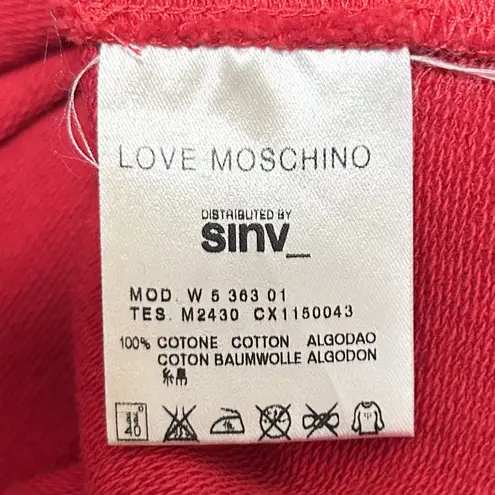 Love moschino Red Short Sleeve Collar V Neck Pullover Sweatshirt Dress 6 *STAINS