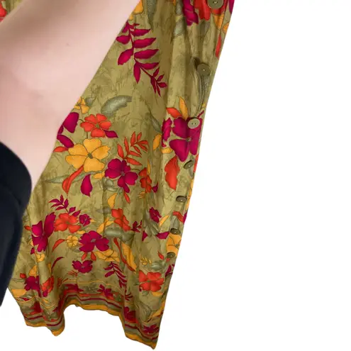 R & K Vintage Originals Women’s 14 Green Floral Print Maxi Boho Cottage Dress