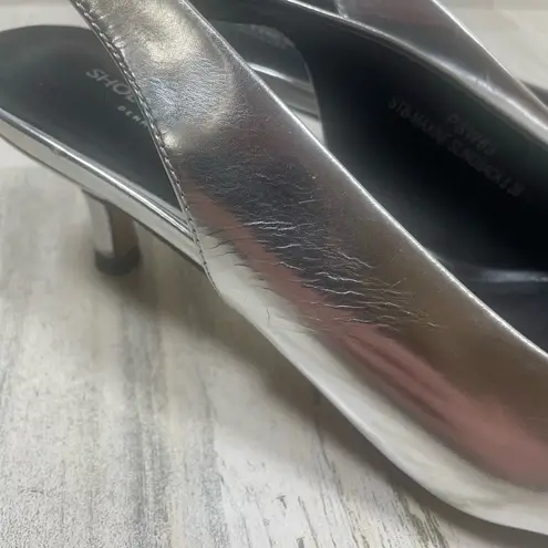 Shoe The Bear Maxine Silver Slingback Kitten Heel Size 36 Metallic Square Toe
