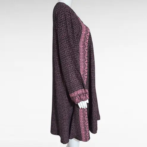 Anthropologie NAT Natalie Martin Duchess Geometric Peasant Dress Size Small Black