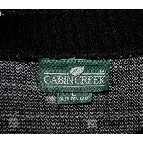 Cabin creek Ladies L Unisex Black Sweater Geometric Snowflake Holidays Christmas