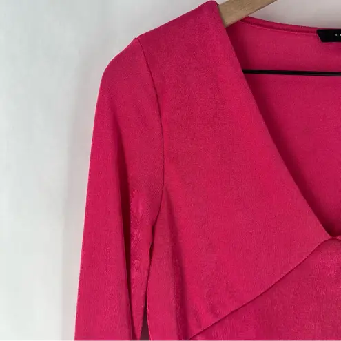 21 Saints Slinky Stretch Elegant Pink Womens Long Sleeve V