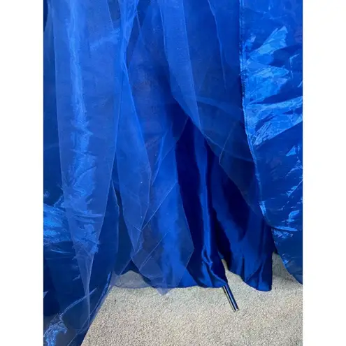 ballgown formal dress strapless princess blue tulle Vintage 1990s Size 10