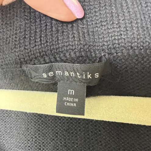 Semantiks Merino Wool Tie Front Knit Cardigan Sweater Black Womens Medium Winter