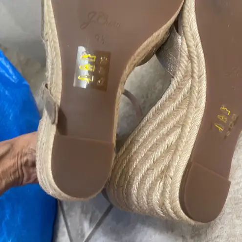 J.Crew  GILD Wedge Sandals ESPADRILLES  Ankle Strap Platform Shoes SZ 9.5 wore 1x
