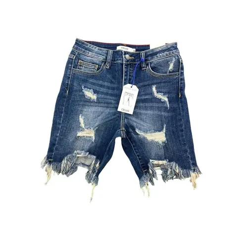 Cello New Womens  Cut Off Distressed Stretch Denim Bermuda Jean‎ Shorts Small