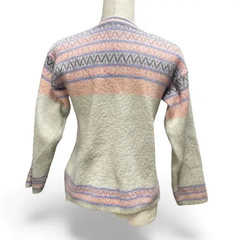 Aprés Style Preppy Pink Puprple Wool Blend Fair Isle Sweater Purple Size XS