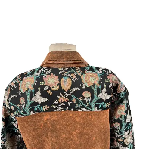 Aratta Silent Journey Coolness Floral Jacquard Sleeve Oversized Shacket Small Brown