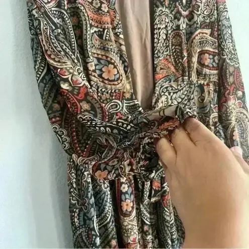 Dress Forum Floral Paisley Boho Long Sleeve Wrap/Duster Pocket Dress Size S NWT - Image 8