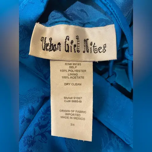 Urban Girl NWT Nites VTG Y2K 90s Blue Satin Floral Jacquard Prom Dress