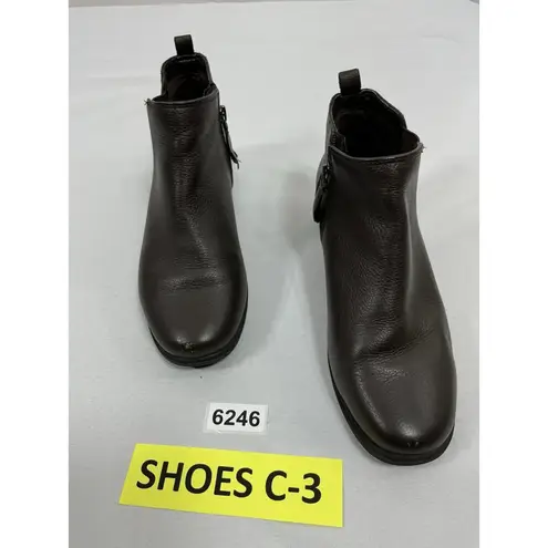 Easy Spirit Womans Seyyone Wedge Bootie 7.5 M Brown Side Zip Round Toe