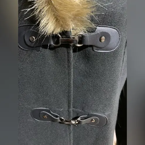 Black Faux Fur Trimmed Jacket Size L