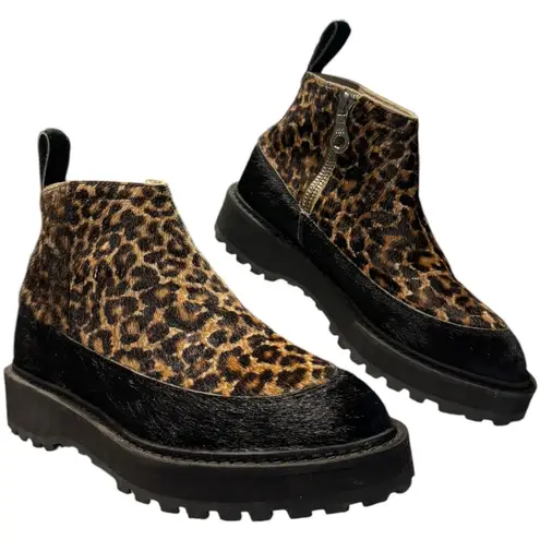 Kith x Diemme Everest Leopard Pony Hair Paderno Zip Boots black & brown Size 8