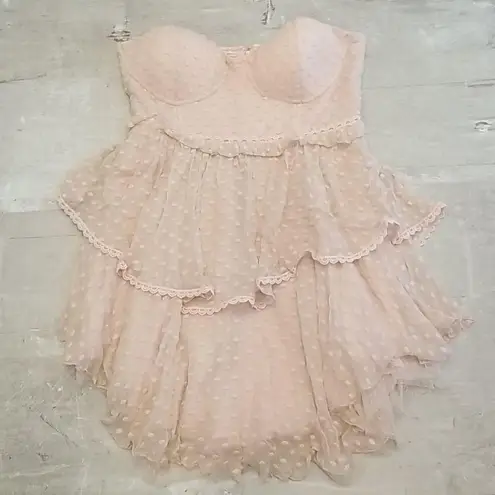 💕SPELL & THE GYPSY💕 Mira Bustier RaRa Dress ~ Rose Pink Large L NWT