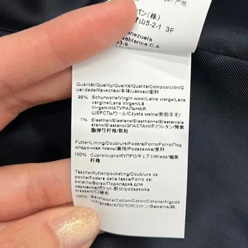 Hugo Boss Blue/brown/navy Plaid Virgin Wool Snap Buttons Blazer size 6