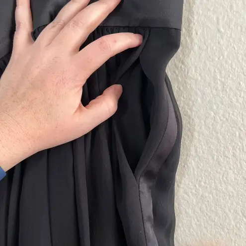 Giorgio Armani Womens Black Pleated Silk Knee Length Skirt Size 40 It