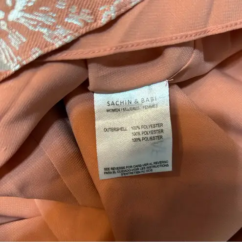 Sachin & Babi Kendal Short Puff Sleeve Metallic Embossed Floral Mini Dress 8 Pink