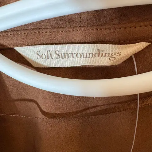 Soft Surroundings NWT Shape Drape Faux Suede Jacket in Saddle Brown Size Large