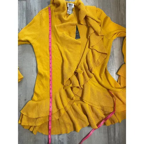 NWT Monroe & Main size medium ruffle tie front cardigan Yellow