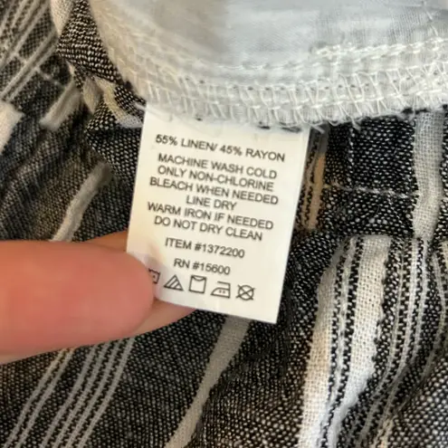 Briggs New York NWT Briggs Grey/White Linen Blend Striped Drawstring Waist Pants Size XL