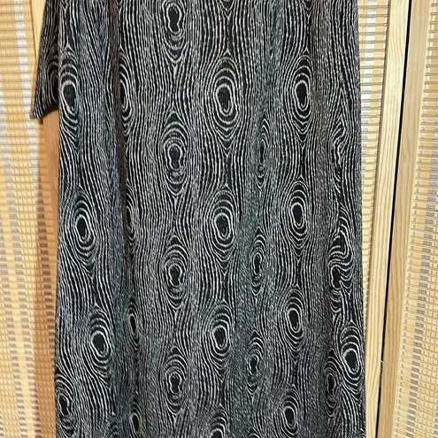 Kristina Fashions Vintage 1980s Black & Silver Metallic Belted Maxi Skirt 11/12